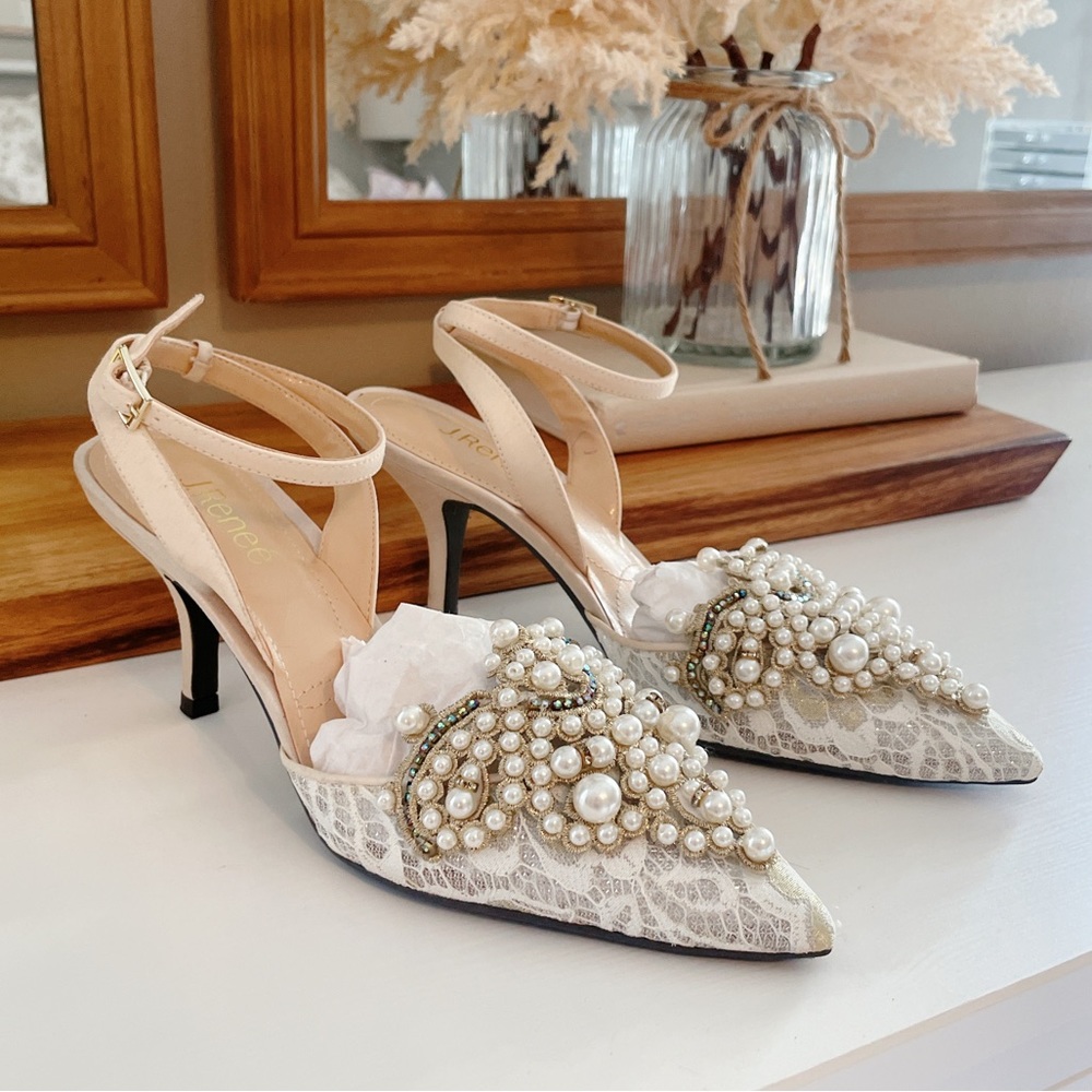 New J.Reneé Desdemona Embellished bridal pearl Pump 9 heels